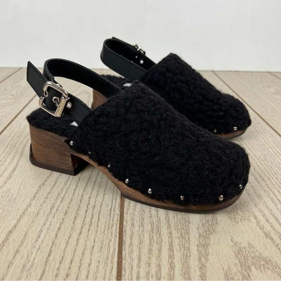 Miista Lana Sonic Slingback Buckle Mules Heels EUR 37 Black...